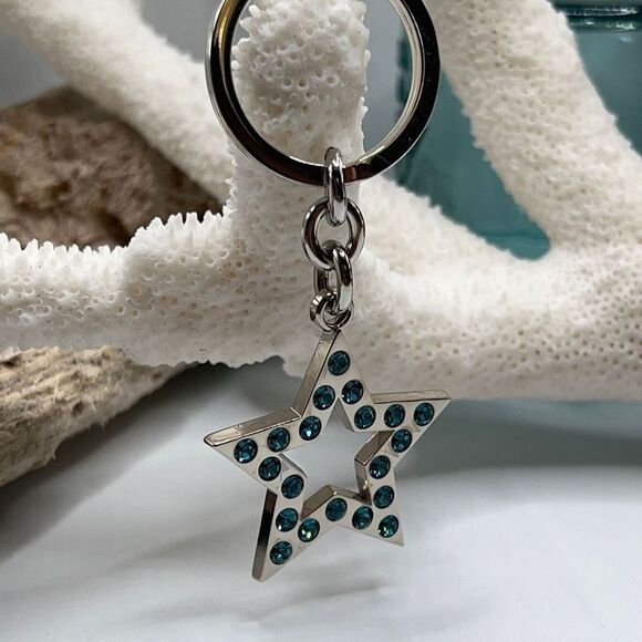 Blue Crystal Cut Out Star Purse Charm/Key Chain COACH - Picture 2 of 11